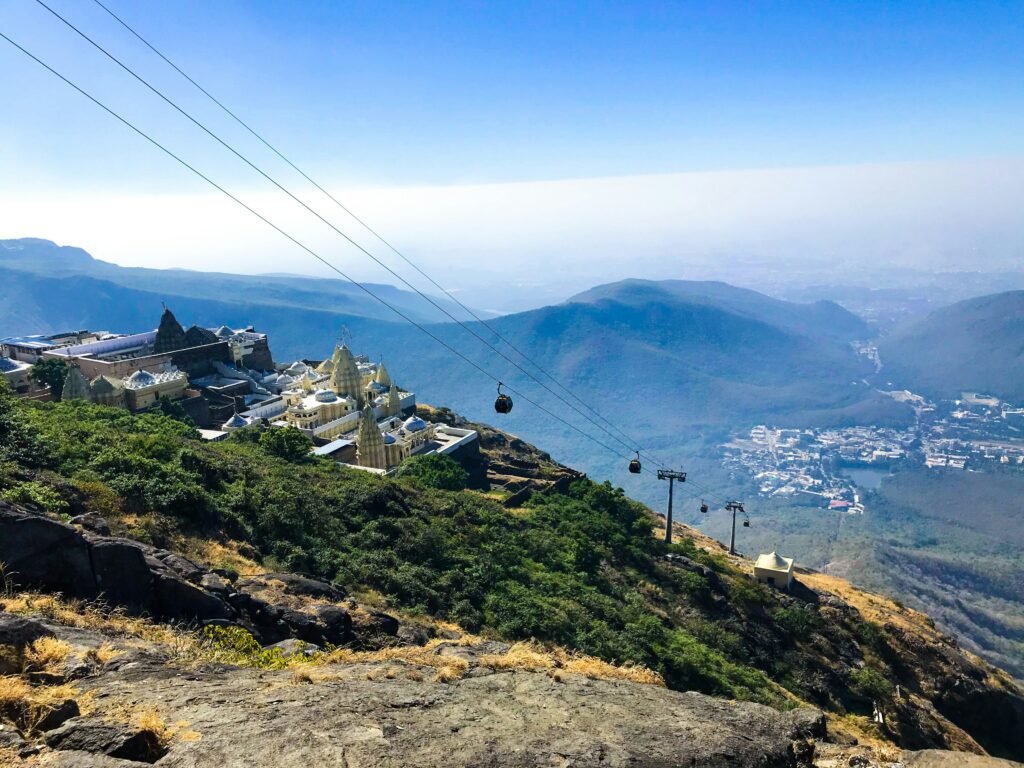 A view of a city from the top of a hill